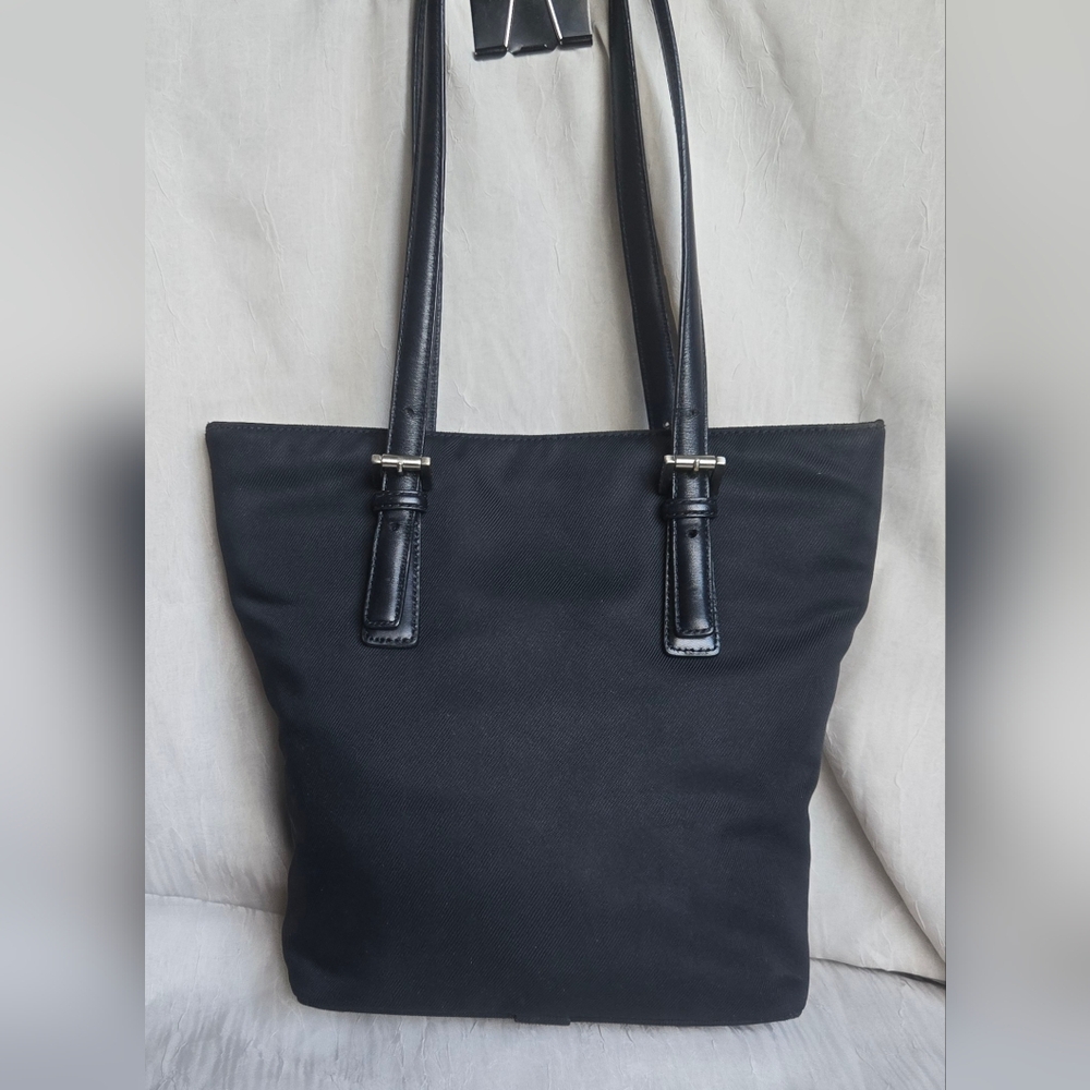 Vintage Coach 9321 Black Twill Leather Trim Tote Bag Shoulder Purse - Picture 2 of 12